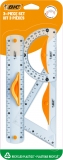 Set geometrie din rigla dubla 20 cm, echer 60º si raportor 180º