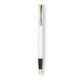 Stilou Diplomat Traveller Snow White Gold, penita M, corp metalic slim, accesorii placate cu aur, cutie cadou
