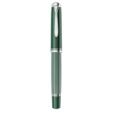 Stilou Pelikan Souveran M815 Metal Striped Green, editie speciala, penita EF din aur 18K placata cu rodiu, verde/argintiu, cutie cadou