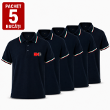 Pachet 5 tricouri polo, personalizare inclusa, JRC Aosta, Barbati, marimi la alegere, navy