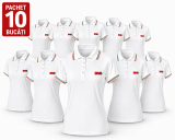 Pachet 10 tricouri polo, personalizare inclusa, JRC Aosta, Femei, marimi la alegere, alb