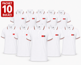 Pachet 10 tricouri polo, personalizare inclusa, JRC Aosta, Barbati, marimi la alegere, alb