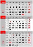 Calendar triptic doua culori, 33 x 48 cm, 12 file, 2027
