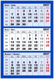 Calendar triptic trei culori, albastru, 33 x 48 cm, 12 file, 2027