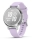 Ceas Garmin Lily 2 Active, display AMOLED, dimensiune afisaj 25,4 mm x 21,3 mm, rezolutie afisaj 240 x 201 pixeli, memorie 8GB, autonomie pana la 9 zile, rezistanta la apa pana la 5 ATM, greutate: 24,4g, ramă Argintiu, şi curea Purple Jasmine din silicon
