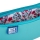 Penar Oxford 2 Zip Floral Pastel, tip etui dublu, inchidere cu fermoar, culoare turcoaz