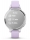 Ceas Garmin Lily 2 Active, display AMOLED, dimensiune afisaj 25,4 mm x 21,3 mm, rezolutie afisaj 240 x 201 pixeli, memorie 8GB, autonomie pana la 9 zile, rezistanta la apa pana la 5 ATM, greutate: 24,4g, ramă Argintiu, şi curea Purple Jasmine din silicon