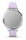 Ceas Garmin Lily 2 Active, display AMOLED, dimensiune afisaj 25,4 mm x 21,3 mm, rezolutie afisaj 240 x 201 pixeli, memorie 8GB, autonomie pana la 9 zile, rezistanta la apa pana la 5 ATM, greutate: 24,4g, ramă Argintiu, şi curea Purple Jasmine din silicon