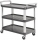 Carucior cu rafturi TTS cu doua manere, pana la 150 kg, 3 rafturi cu margini ridicate, gri
