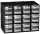 Organizator modular, 24 sertare, negru/transparent