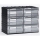 Organizator modular, 6 sertare, negru/transparent