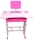 Birou cu scaunel, reglabile, din PAL, metal si plastic, culoare roz 