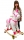 Unicorn balansoar din lemn si plus, cu rotile, alb cu roz, 77 cm 
