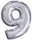 Balon, folie aluminiu, argintiu, cifra 9, 40 cm 