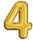 Balon, folie aluminiu, auriu, cifra 4, 40 cm 