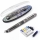Stilou retractabil Writech M corp negru cu cutie cadou si 5 patroane cerneala albastre