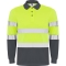 Tricou polo tehnic cu maneca lunga Hi-Vis Polaris L/S, pentru barbati, Plumb/Galben Fluorescent, Roly marimea 3XL