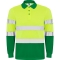 Tricou polo tehnic cu maneca lunga Hi-Vis Polaris L/S, pentru barbati, Verde Gradina/Galben Fluorescent, Roly marimea S