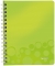 Caiet de birou  WOW, PP, certificare FSC, reciclabil, A5, 80 coli, cu spira, dictando, Leitz verde metalizat