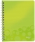 Caiet de birou  WOW, PP, certificare FSC, reciclabil, A5, 80 coli, cu spira, matematica, Leitz verde metalizat
