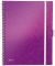 Caiet de birou  WOW Be Mobile, PP, certificare FSC, reciclabil, A4, 80 coli, cu spira, dictando Leitz mov