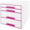 Cabinet cu 4 sertare WOW Leitz roz metalizat
