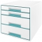 Cabinet cu 4 sertare WOW Leitz turcoaz metalizat