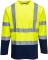 Tricou cu maneci lungi Hi-Vis, doua tonuri, galben/navy, regular, Cotton Comfort, Portwest marimea L
